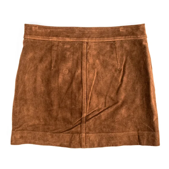 NWT Polo Ralph Lauren Buttoned Suede Mini skirt Brown Suede - Size 2 (XS)